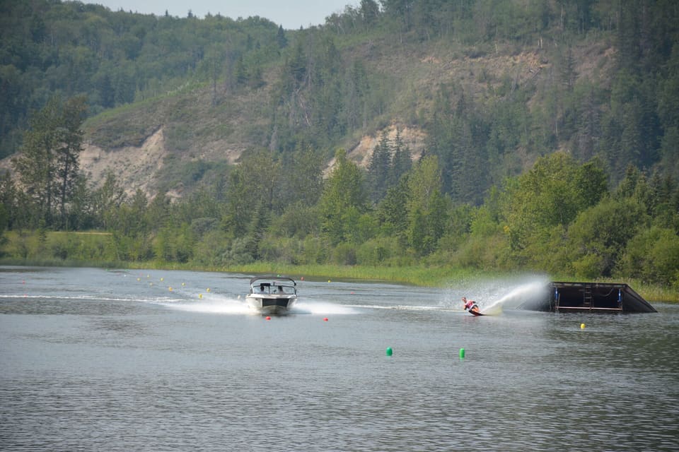 The slalom course laid out on calm water at Shalom Park