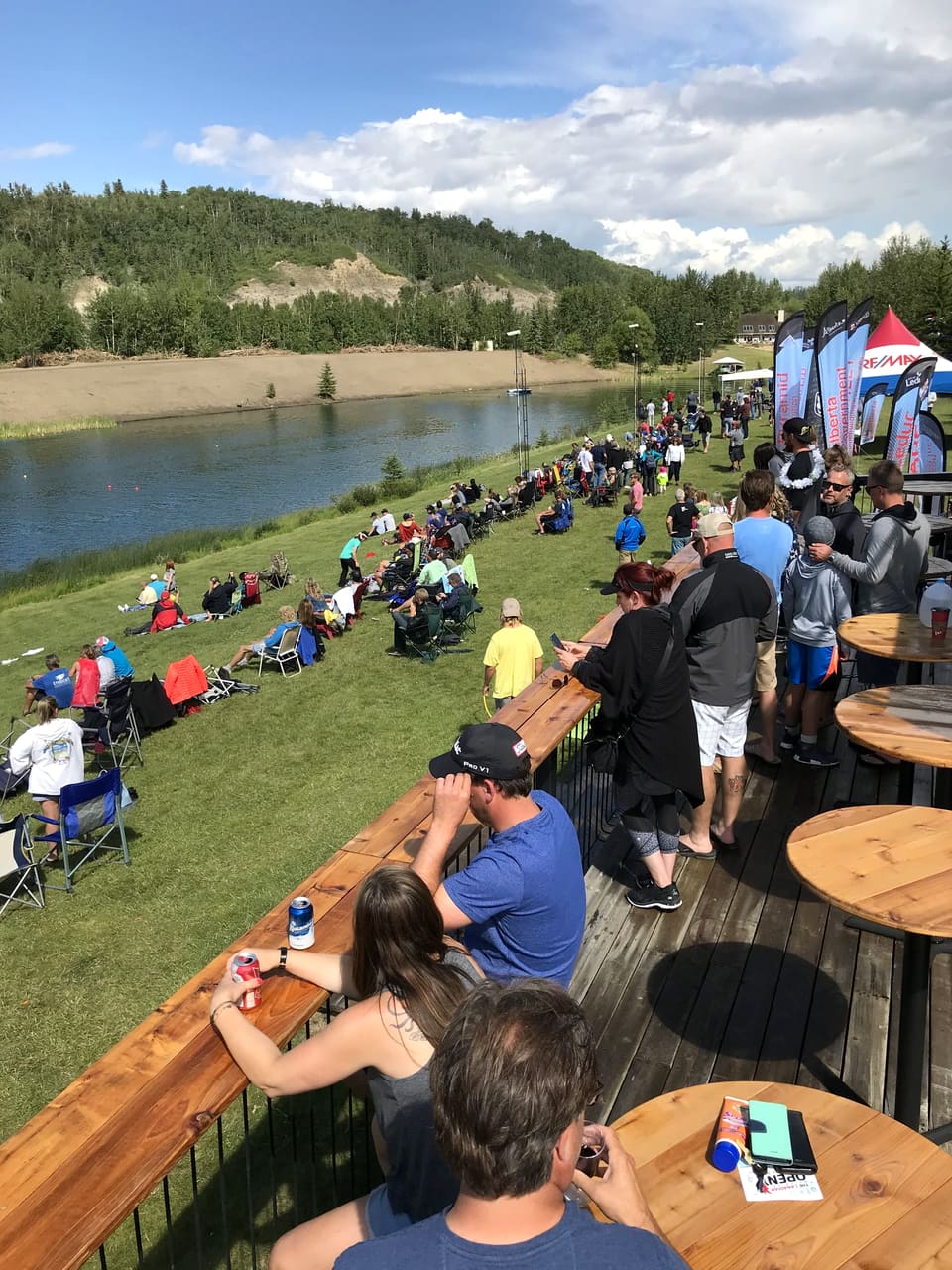 Spectators lining the bank during a tournament at Shalom Park