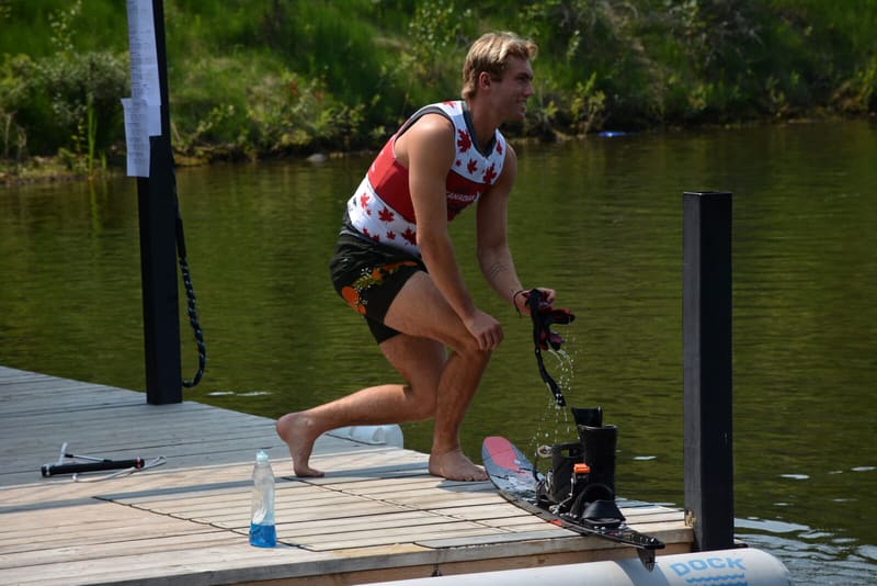Sean Kraus on the dock in Team Canada kit